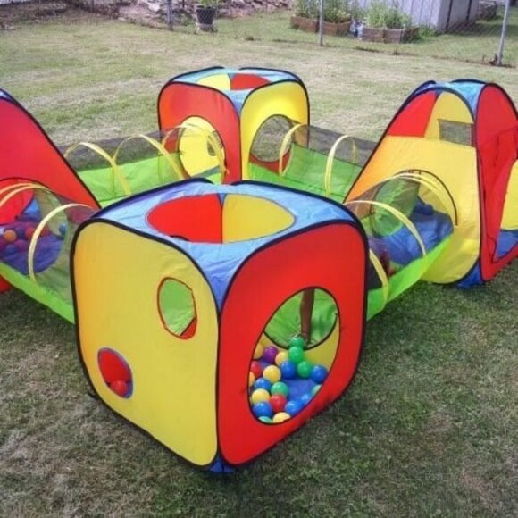 8 in 1 Pop Up Children Play Tent House with 4 Tunnel 4 Tents for Boys Girls